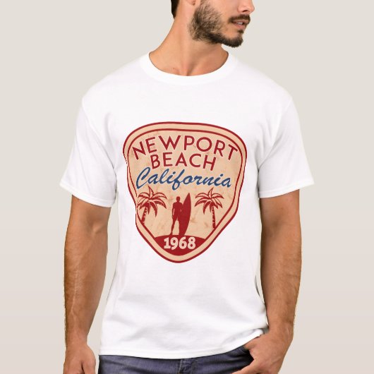 NEWPORT BEACH カリフォルニア サーファー サーフィン サーフボード Tシャツ (正面)