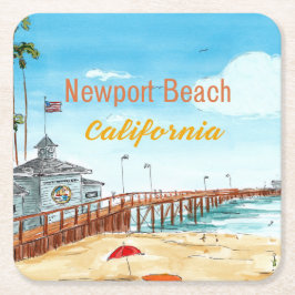 Newport Beach California Coaster スクエアペーパーコースター