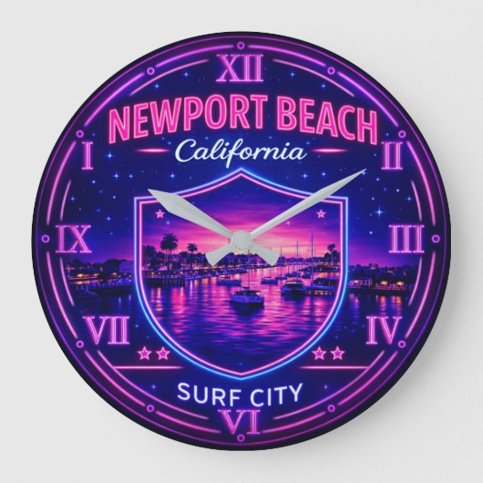 Newport Beach California Harbor ラージ壁時計 (正面)