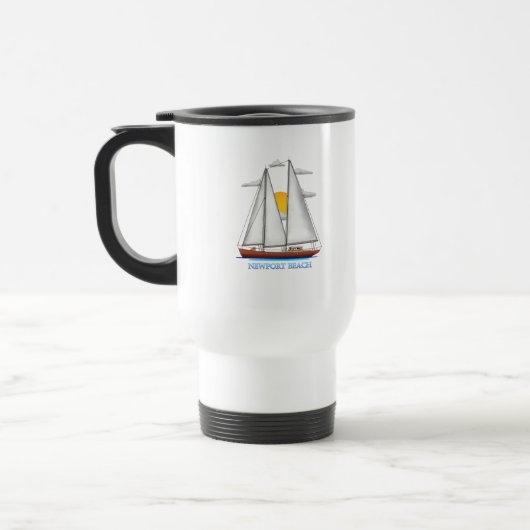 Newport Beach Coastal Nautical Sailing Sailor トラベルマグ (左)