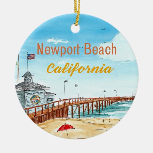 Newport Beach Pier Ornament セラミックオーナメント (正面)