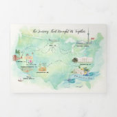 Newport Beach Watercolor Map Tri-Fold Invitation 三つ折り招待状 (カバー)