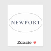 Newport Rhode Island Preppy Coastal Oval シール (シート)