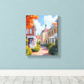 Newport Rhode Island Watercolor キャンバスプリント (インサイチュ (ウッドフロア))