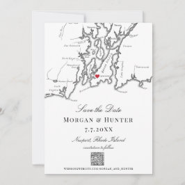 Newport RIマップ白黒QRコエレガントード セーブザデート