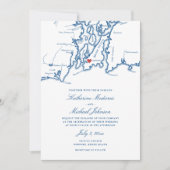 Newport RI Map All-in-One QRコードRSVP 結婚's 招待状 (正面)