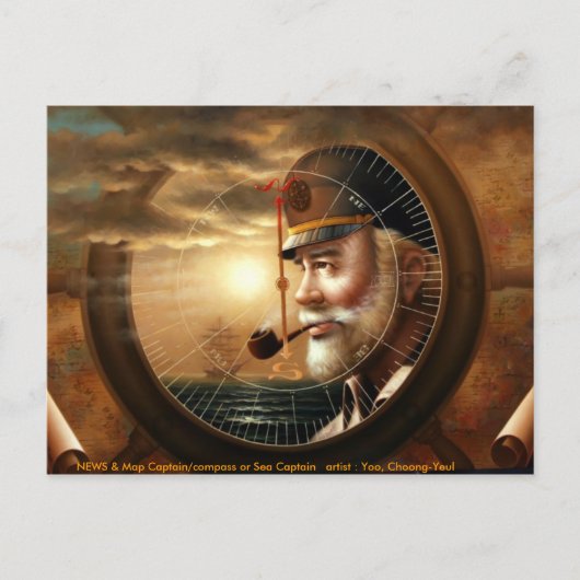 NEWS & Mapキャプテン/コンパスまたはシーキャプテンポストカード ポストカード (正面)