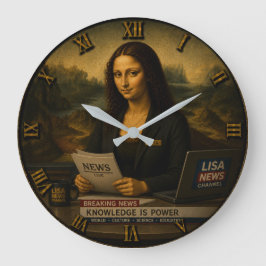 News Reporter Funny Mona Lisa Journalist Gift ラージ壁時計