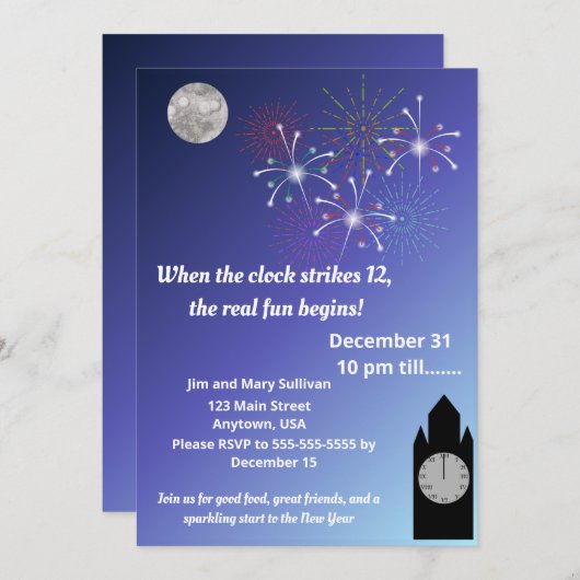 News Years, When the clock strikes 12 招待状 (正面/裏面)