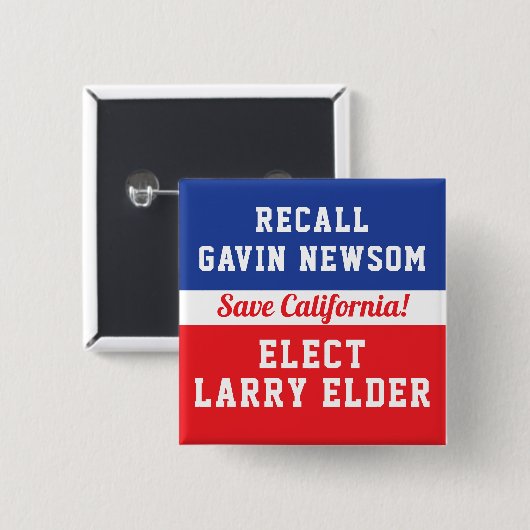 Newsom Larry Elder 選 Californiaを呼び出す救こと 缶バッジ (正面&裏面)