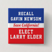 Newsom Larry Elder 選 Californiaを呼び出す救こと 缶バッジ (正面)