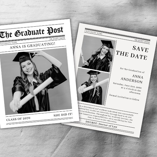 Newspaper 2026 Graduation Photos Save The Date セーブザデート
