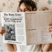 Newspaper Baby Expecting Pregnancy Announcement 招待状