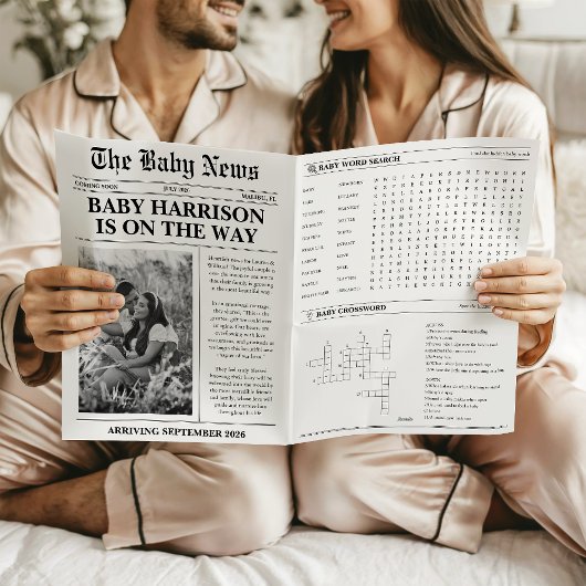 Newspaper Baby Expecting Pregnancy Announcement 招待状