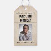 Newspaper Birthday News Funny Humorous Men 70th ギフトタグ (正面)