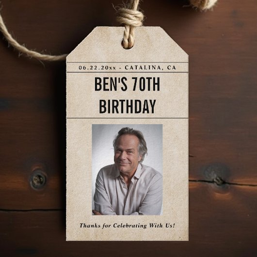 Newspaper Birthday News Funny Humorous Men 70th ギフトタグ