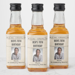 Newspaper Birthday News Funny Humorous Men 70th リキュールボトルラベル
