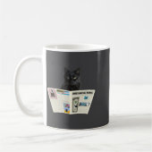 Newspaper Breaking News Black Cat Au Journal コーヒーマグカップ (左)