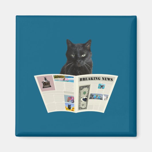Newspaper Breaking News Black Cat Au Journal  マグネット (正面)