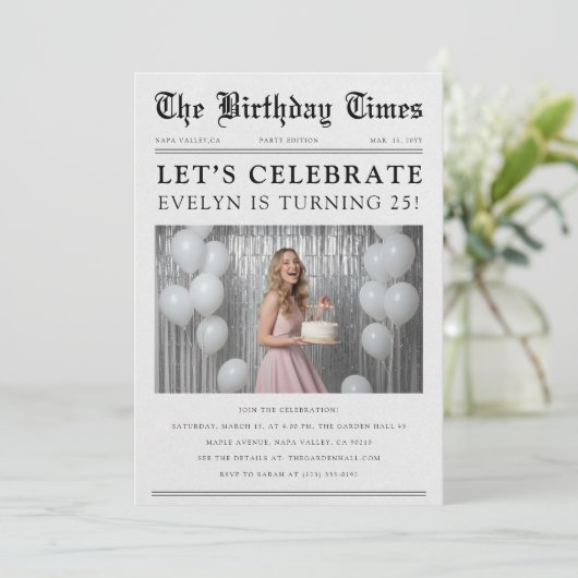 Newspaper Classic Photo Birthday Celebration 招待状 (スタンド正面)