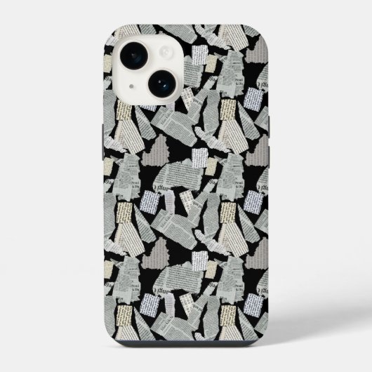 Newspaper Cutting Pattern 01x4.b iPhoneケース (裏面)