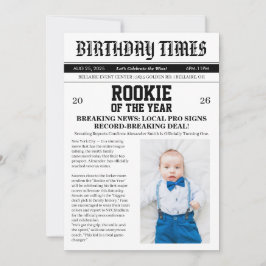 Newspaper Football 1st Birthday Party 招待状