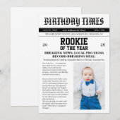 Newspaper Football 1st Birthday Party 招待状 (正面/裏面)