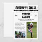 Newspaper Football Birthday 招待状 (正面/裏面)