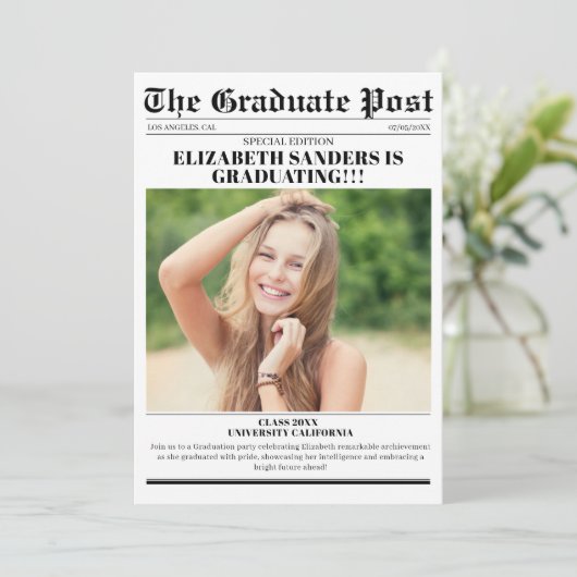 Newspaper Graduation with photos 招待状 (スタンド正面)