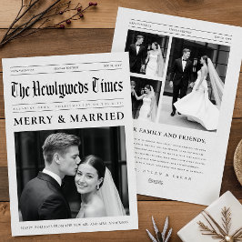 Newspaper Merry And Married Newlywed Wedding Photo シーズンカード