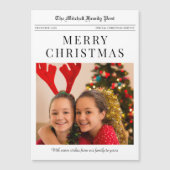 Newspaper Merry Christmas magnetic holiday card (正面)