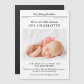 Newspaper Newborn Baby Announcement Magnetic Card (正面/裏面)