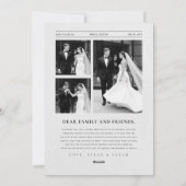 Newspaper Newlywed Black and White Photo Christmas シーズンカード (裏面)