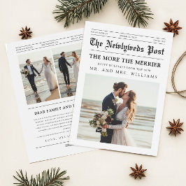 Newspaper Newlywed Romantic Couple Photo Christmas シーズンカード