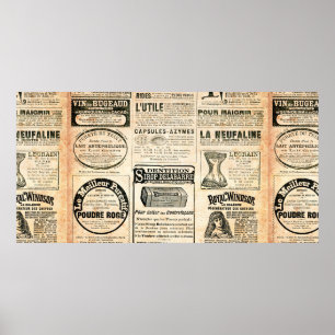 Newspaper page with advertisement - Vintage engrav ポスター