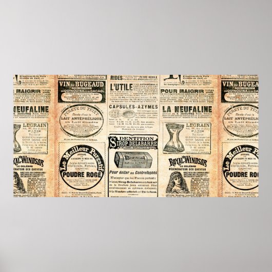 Newspaper page with advertisement - Vintage engrav ポスター (正面)