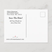 Newspaper Photo Style Save The Date, Maroon & Gold 案内ポストカード (裏面)