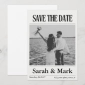 Newspaper Save the Date Vintage Custom photo セーブザデート (正面/裏面)