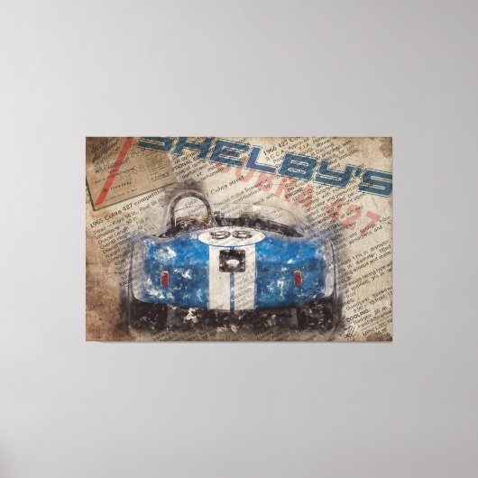 Newspaper Shelby Cobra 427 キャンバスプリント (正面)