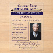Newspaper Style Doctor Retirement Card | Custom アクリル招待状 (正面)