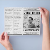 Newspaper Style Mitzvah Program Small Folded Paper チラシ (手)