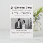 Newspaper Style Newlywed Wedding Thank You サンキューカード (スタンド正面)