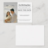 Newspaper Style Photo Wedding Save The Date  エンクロージャーカード (正面/裏面)