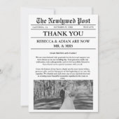 Newspaper Style Unique Photo Wedding Thank You  招待状 (正面)