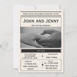 Newspaper-Style Wedding Invitation | Customisable  招待状