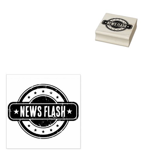 Newspaper Themed Distressed News Flash ラバースタンプ (押印)
