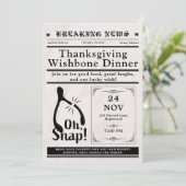 Newspaper Turkey Wishbone Thanksgiving Fall 招待状 (スタンド正面)