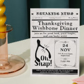 Newspaper Turkey Wishbone Thanksgiving Fall 招待状