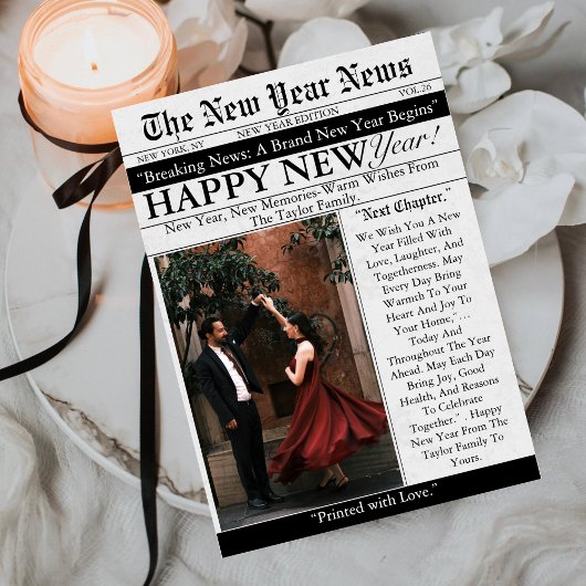 Newspaper Unique Fun Photo 2026 Happy New Year  シーズンカード