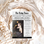 Newspaper Unique Fun Photo aesthetic Baby Shower 招待状